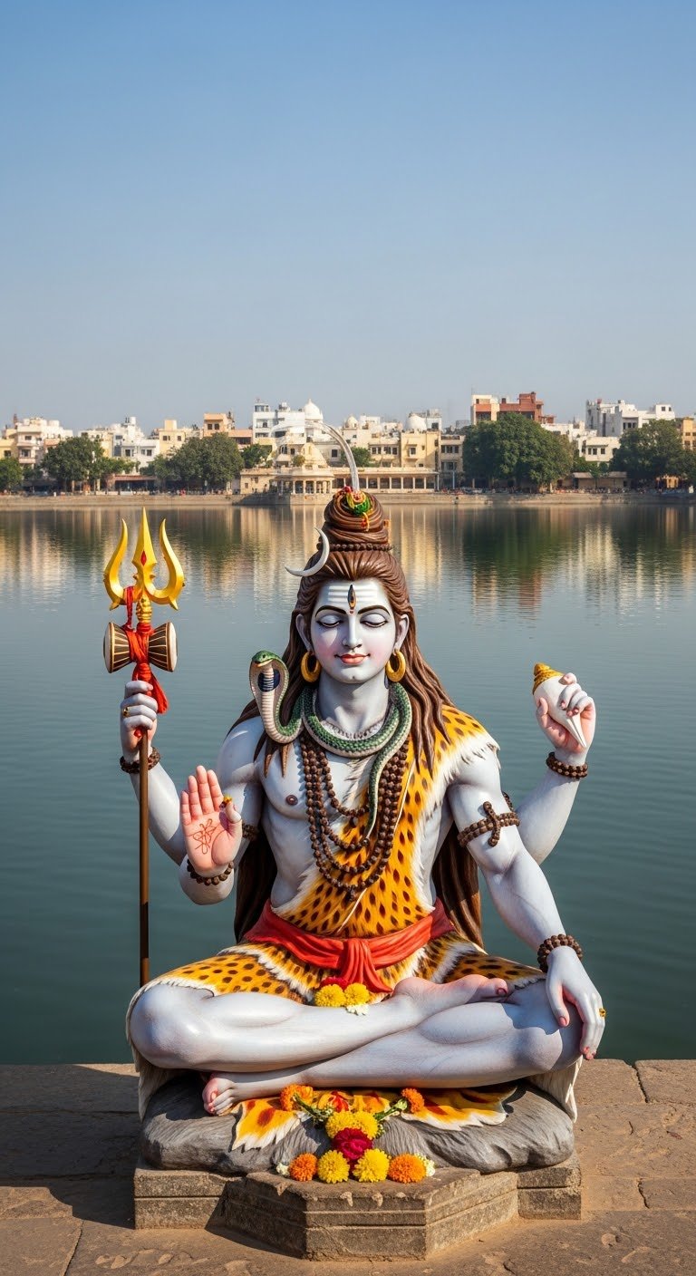 Shiva at Sursagar Lake